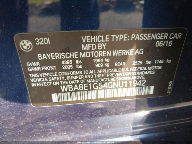 2016 BMW 320I WBA8E1G54GNU11942 Photo 8