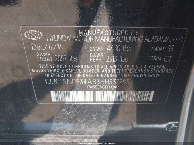 Hyundai 2017 2017 5NPE34AB3HH537285 Image 9