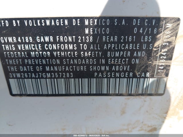 3VW267AJ7GM357283 Volkswagen Jetta 1.4t S