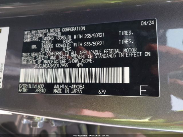 JTJCJMGA3R2017955 Lexus a25a-fxs, 5nm+4nm