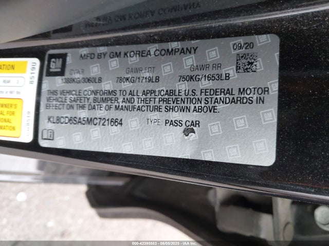 KL8CD6SA5MC721664 Chevrolet Spark Fwd 1lt Automatic