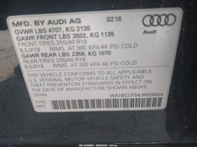 2018 AUDI Q3 WA1BCCFS4JR026604 Photo 8