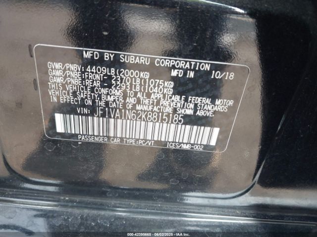 JF1VA1N62K8815185 Subaru Wrx Limited