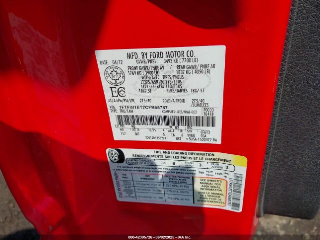 2012 FORD F-150 1FTFW1ET7CFB65787 Photo 8