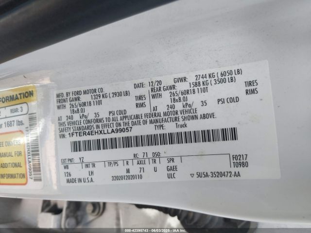 2020 FORD RANGER 1FTER4EHXLLA99057 Photo 8