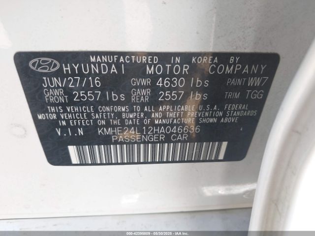 KMHE24L12HA046636 Hyundai Sonata Hybrid Se