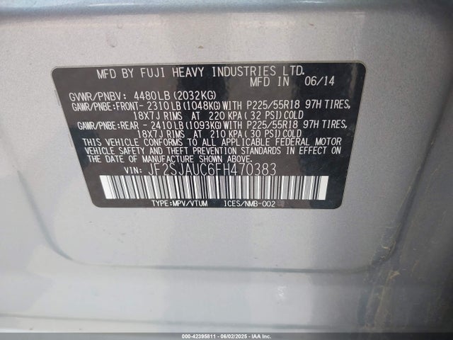 Subaru 2.5na u5 2015 JF2SJAUC6FH470383 Image 9