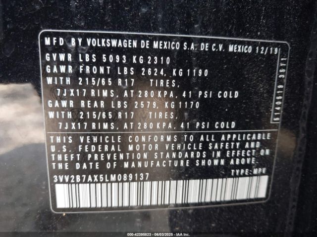 2020 VOLKSWAGEN TIGUAN 3VV2B7AX5LM089137 Photo 8