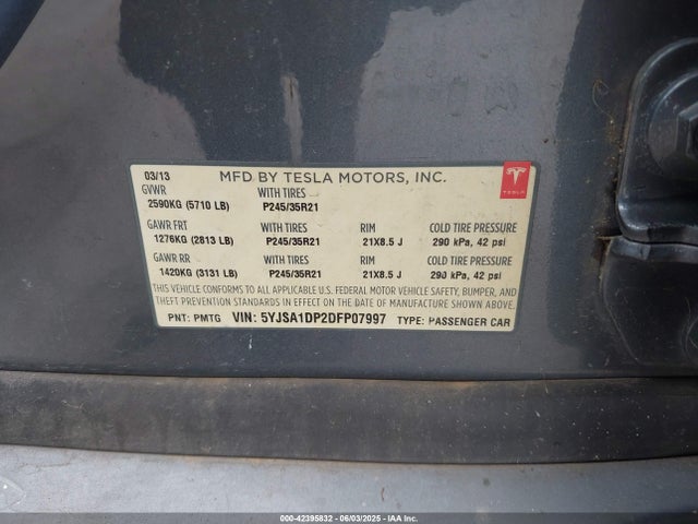 2013 TESLA MODEL S 5YJSA1DP2DFP07997 Photo 8