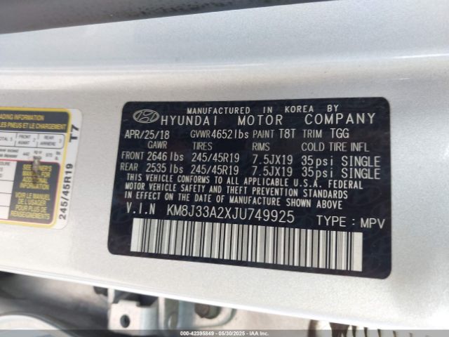2018 HYUNDAI TUCSON KM8J33A2XJU749925 Photo 8