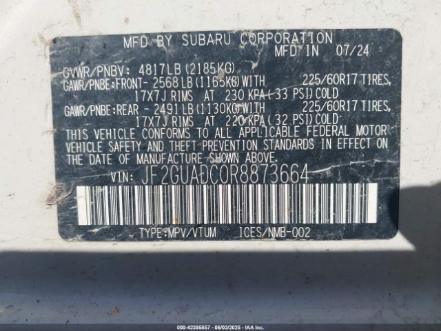 2024 SUBARU CROSSTREK JF2GUADC0R8873664 Photo 8