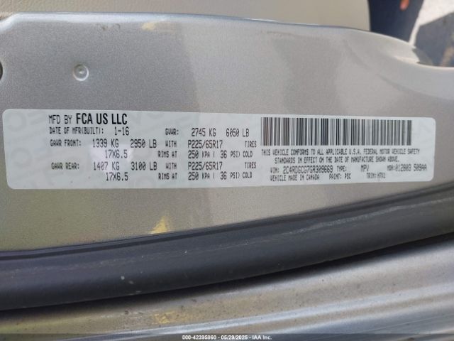 2C4RDGCG7GR309669 Dodge Grand Caravan Sxt