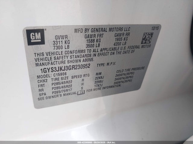 2016 CADILLAC ESCALADE ESV 1GYS3JKJ3GR230952 Photo 8