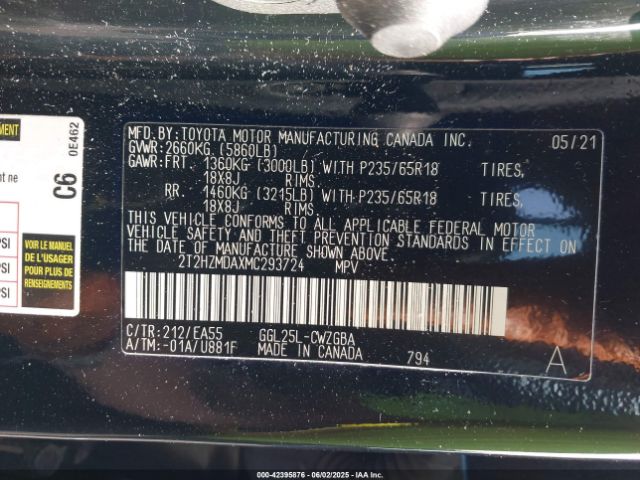 2T2HZMDAXMC293724 Lexus RX 350