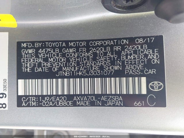 JTNB11HK5J3031077 Toyota a25a-fks
