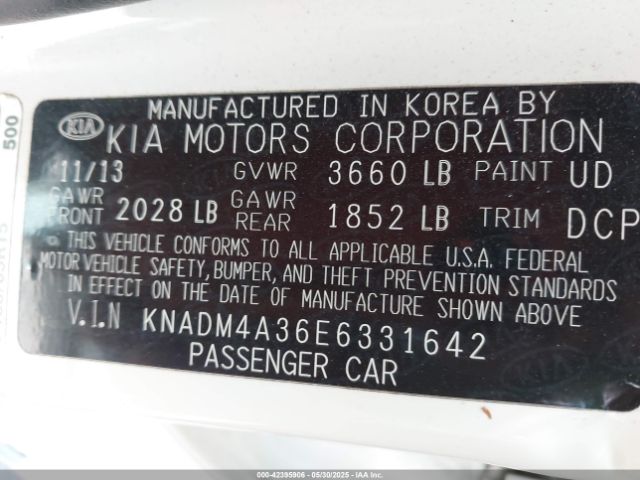 KNADM4A36E6331642 KIA RIO LX