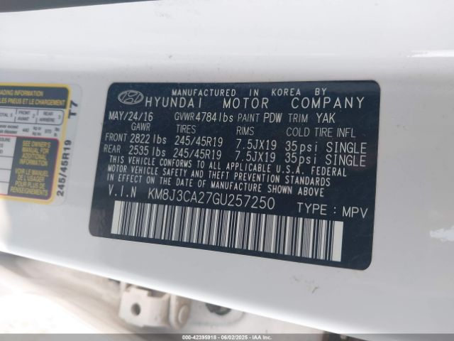 KM8J3CA27GU257250 Hyundai Tucson