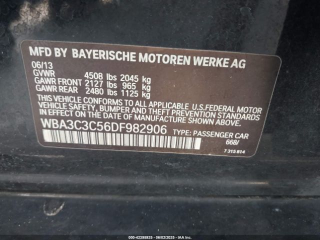 2013 BMW 320I WBA3C3C56DF982906 Photo 8