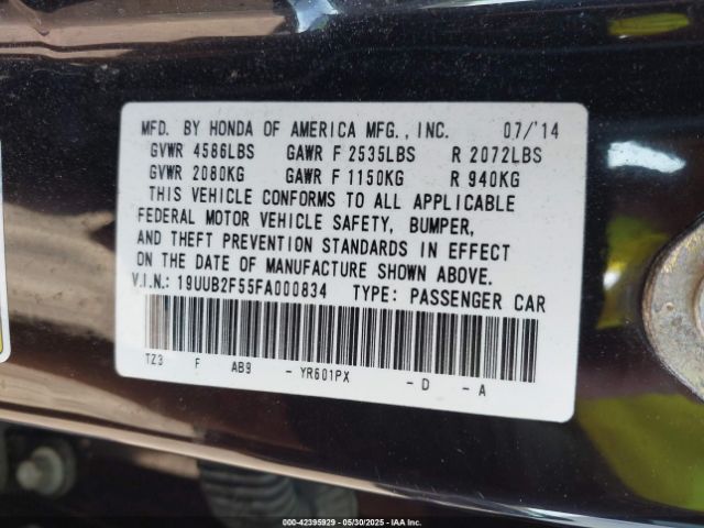 19UUB2F55FA000834 Acura Tlx V6 Tech