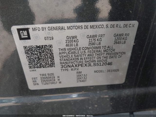 2020 CHEVROLET EQUINOX 3GNAXPEX3LS512046 Photo 8