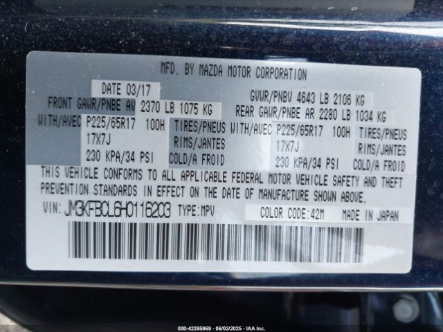 JM3KFBCL6H0116203 Mazda Cx-5 Touring