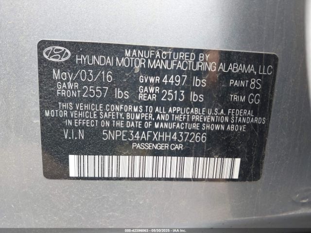 5NPE34AFXHH437266 Hyundai Sonata Sport
