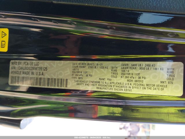 1C4HJXDG2MW789125 Jeep Wrangler Unlimited Sport Altitude 4x4