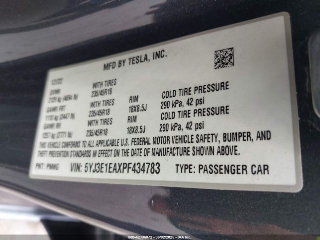 2023 TESLA MODEL 3 5YJ3E1EAXPF434783 Photo 8