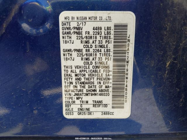 JN8AT2MT9HW146020 Nissan Rogue