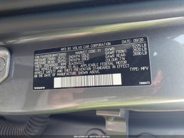 2021 VOLVO XC60 YV4102DK8M1726892 Photo 8