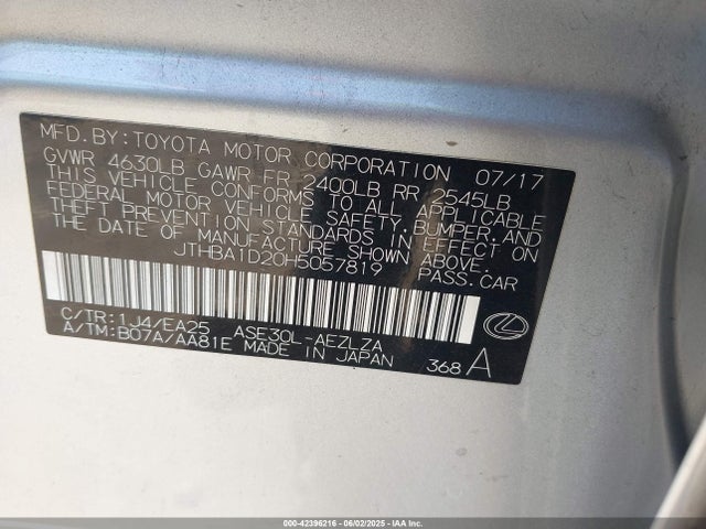 2017 LEXUS IS 200T JTHBA1D20H5057819 Photo 8