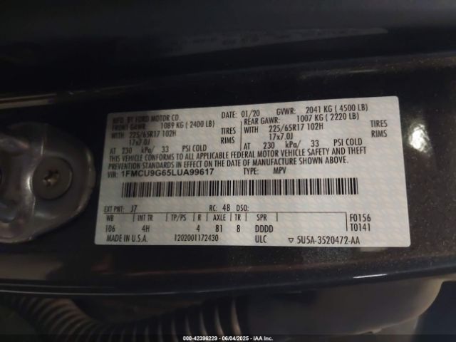 2020 FORD ESCAPE 1FMCU9G65LUA99617 Photo 8
