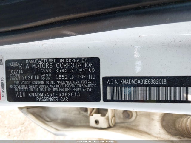 Aukcja sprzedaży 2014 Kia Rio Lx, vin: KNADM5A31E6382018, numer aukcji: 42396259