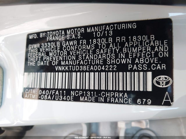 Toyota 1nz-fe 2014 VNKKTUD38EA004222 Image 9
