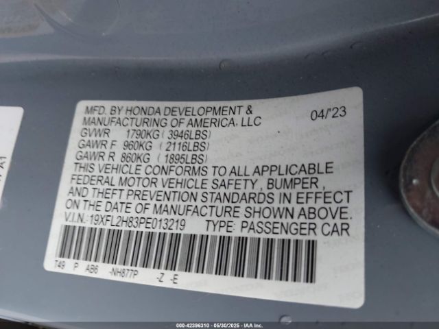 19XFL2H83PE013219 Honda Civic Sport
