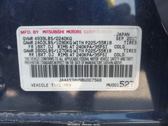 2011 MITSUBISHI OUTLANDER JA4AS3AW9BU007568 Photo 8