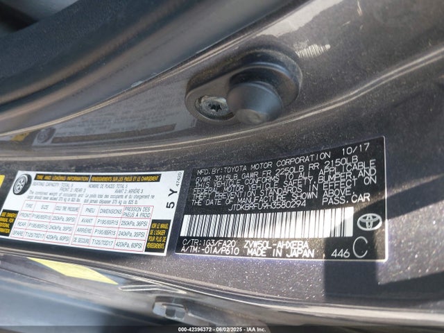 JTDKBRFU9H3580294 Toyota Prius Two