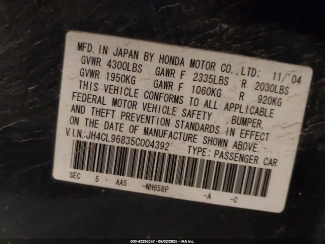 2005 ACURA TSX JH4CL96835C004392 Photo 8