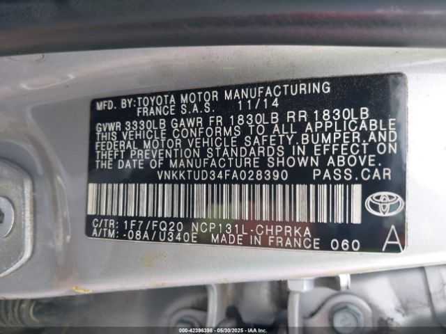 VNKKTUD34FA028390 Toyota YARIS L