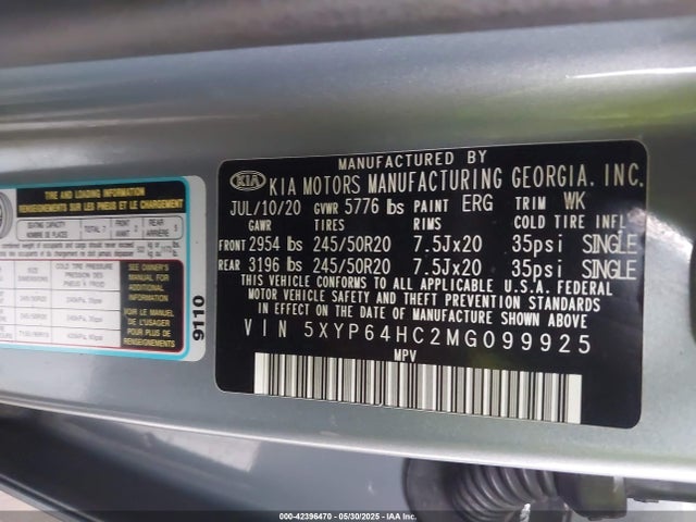 5XYP64HC2MG099925 KIA kmc gdi lambda-ii