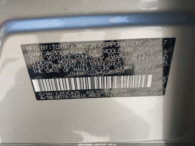 Lexus 8ar-fts 2017 JTHBA1D23H5045969 Image 9
