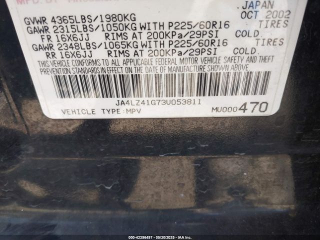 2003 MITSUBISHI OUTLANDER JA4LZ41G73U053811 Photo 8