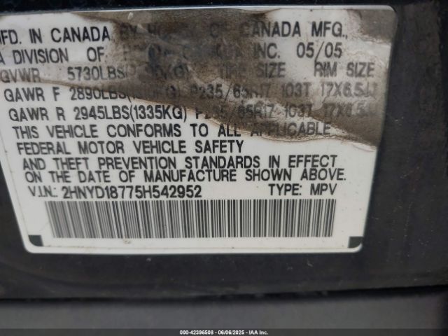 2005 ACURA MDX 2HNYD18775H542952 Photo 8