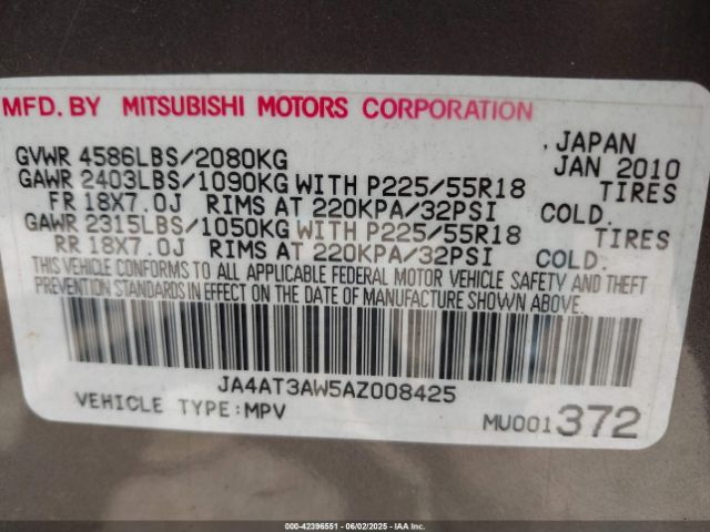 2010 MITSUBISHI OUTLANDER JA4AT3AW5AZ008425 Photo 8