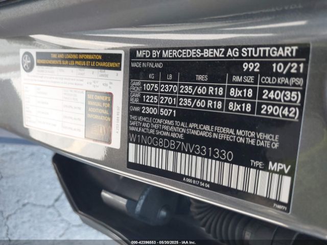 W1N0G8DB7NV331330 Mercedes-Benz m274
