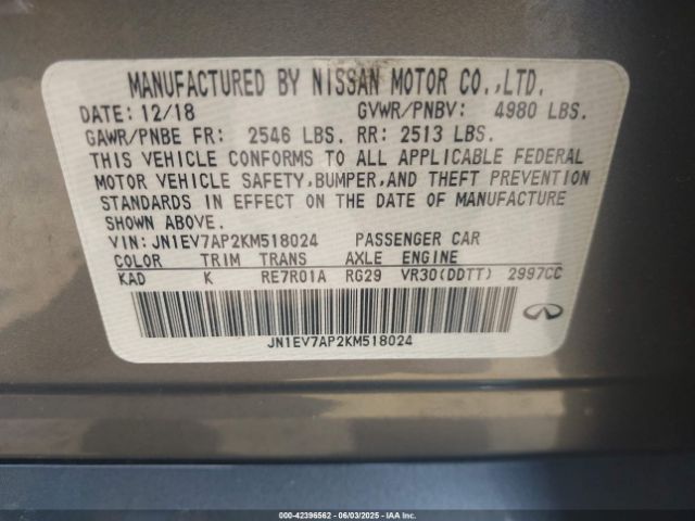 2019 INFINITI Q50 JN1EV7AP2KM518024 Photo 8