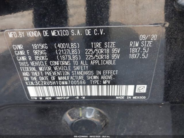 2021 HONDA HR-V 3CZRU5H10MM700586 Photo 8