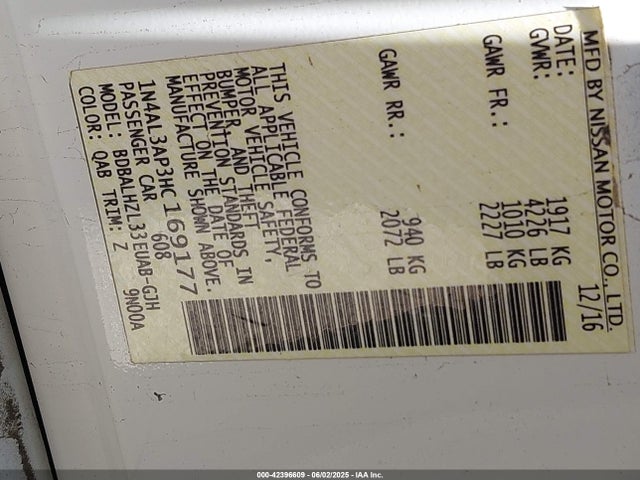 1N4AL3AP3HC169177 Nissan 2017