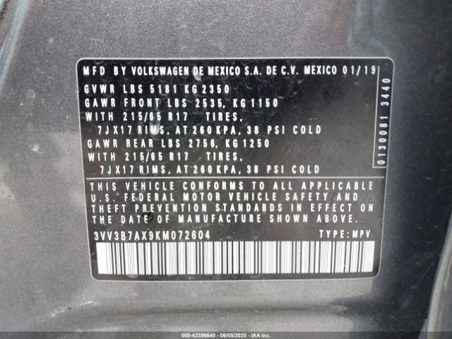 3VV3B7AX9KM072604 Volkswagen Tiguan