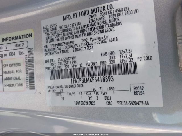 2015 FORD MUSTANG 1FATP8EMXF5418893 Photo 8
